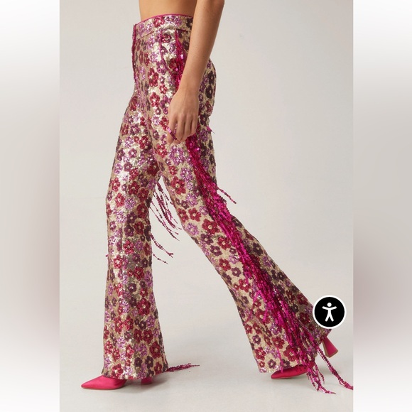 NWT Nasty Gal floral sequin trouser - Picture 3 of 6